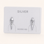 Sterling Silver Geometric Rhombus Zirconia Stud Earrings detail view