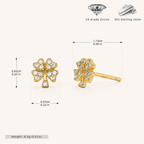 Sterling Silver Four-Leaf Clover Stud Earrings - Gold