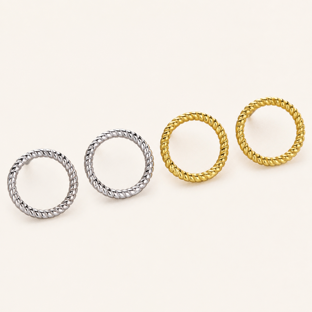 Sterling Silver Polished Twist Stud Earrings detail