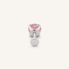 Titanium Pink Topaz Flat Back Stud Earrings