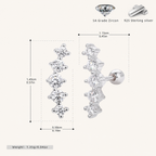 Sterling Silver Zirconia Solitaire Flat Back Earrings - Platinum