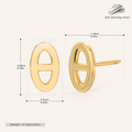 Sterling Silver Openwork Square Stud Earrings - Gold
