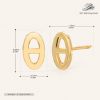 Sterling Silver Openwork Square Stud Earrings - Gold