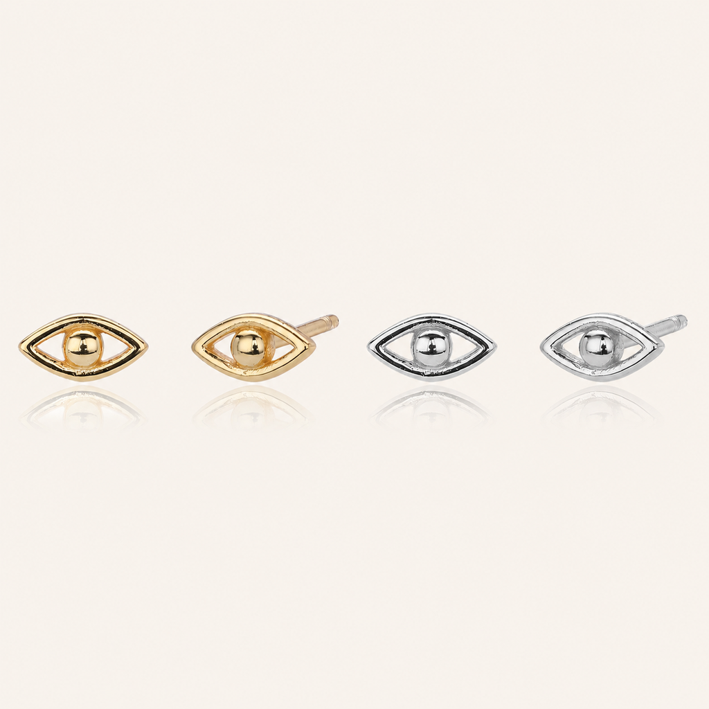 Sterling Silver Evil Eye Stud Earrings
