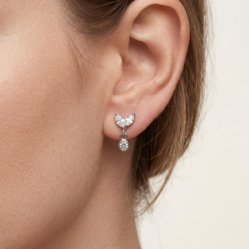 Marquise Drop Titanium Stud Earrings - image 2