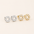 Sterling Silver Twisted Zirconia Circle Flat Back Earrings detail view