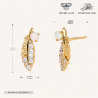 Sterling Silver Opal Feather Stud Earrings - Gold / White Opal