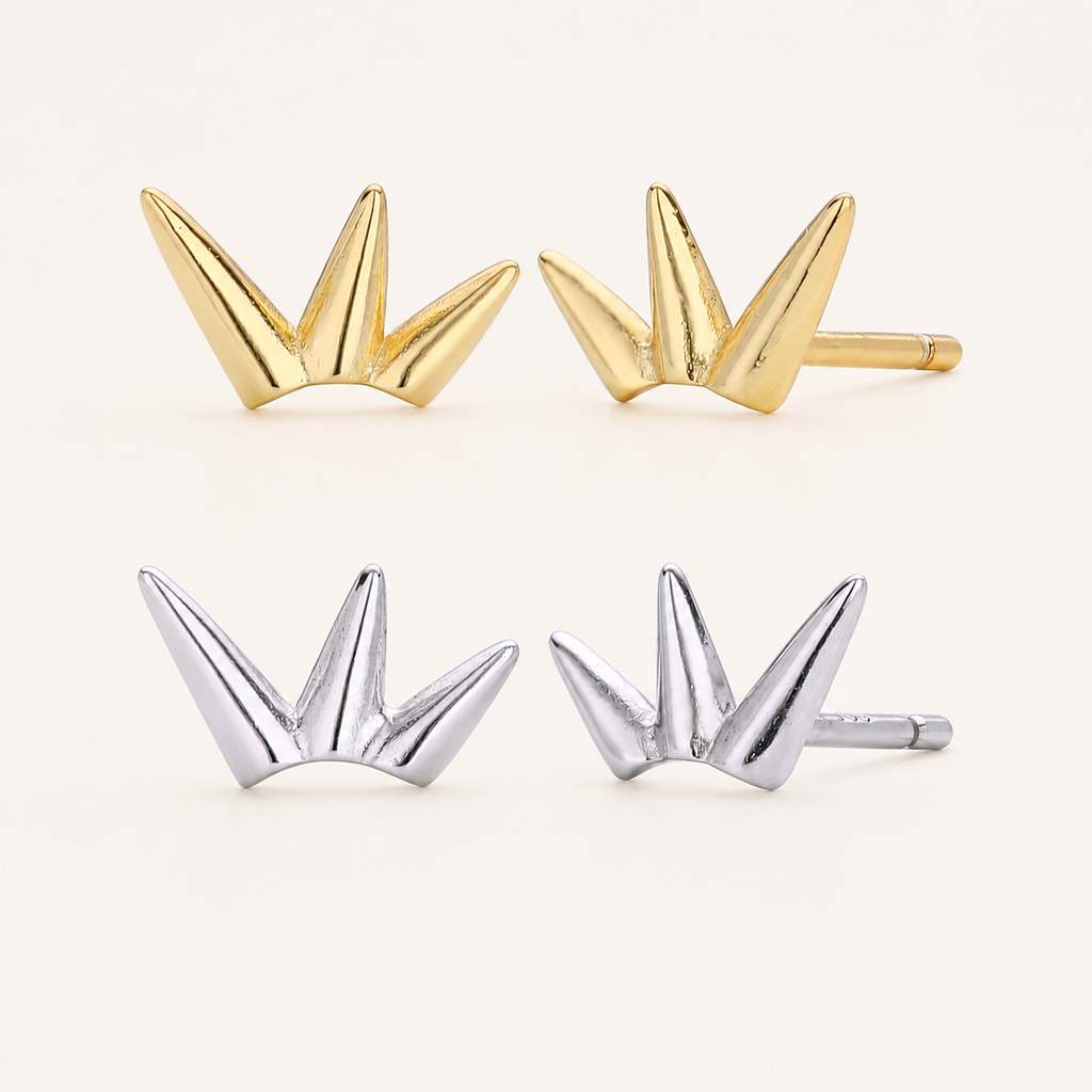 Sterling Silver Bamboo Leaf Stud Earrings