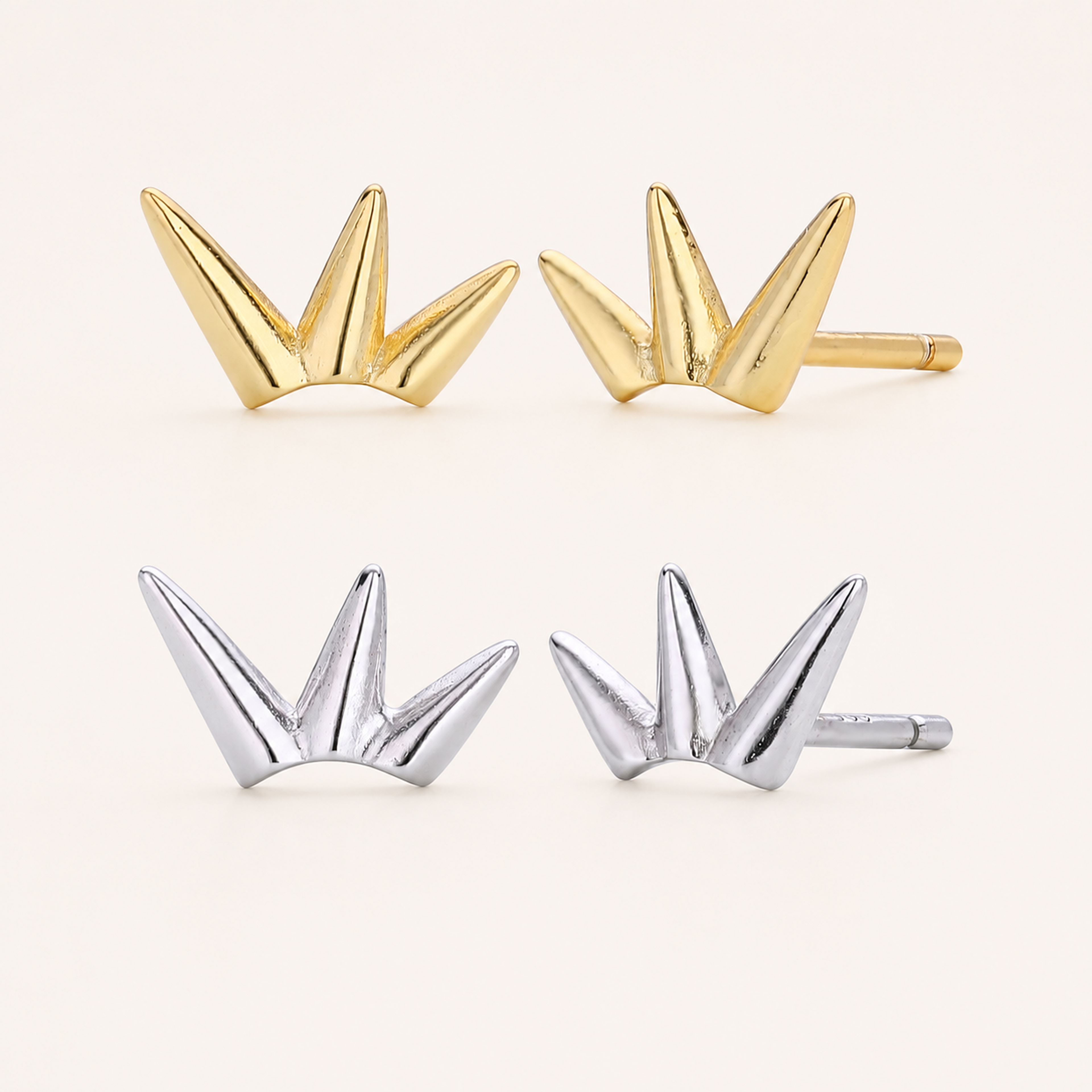 Sterling Silver Bamboo Leaf Stud Earrings