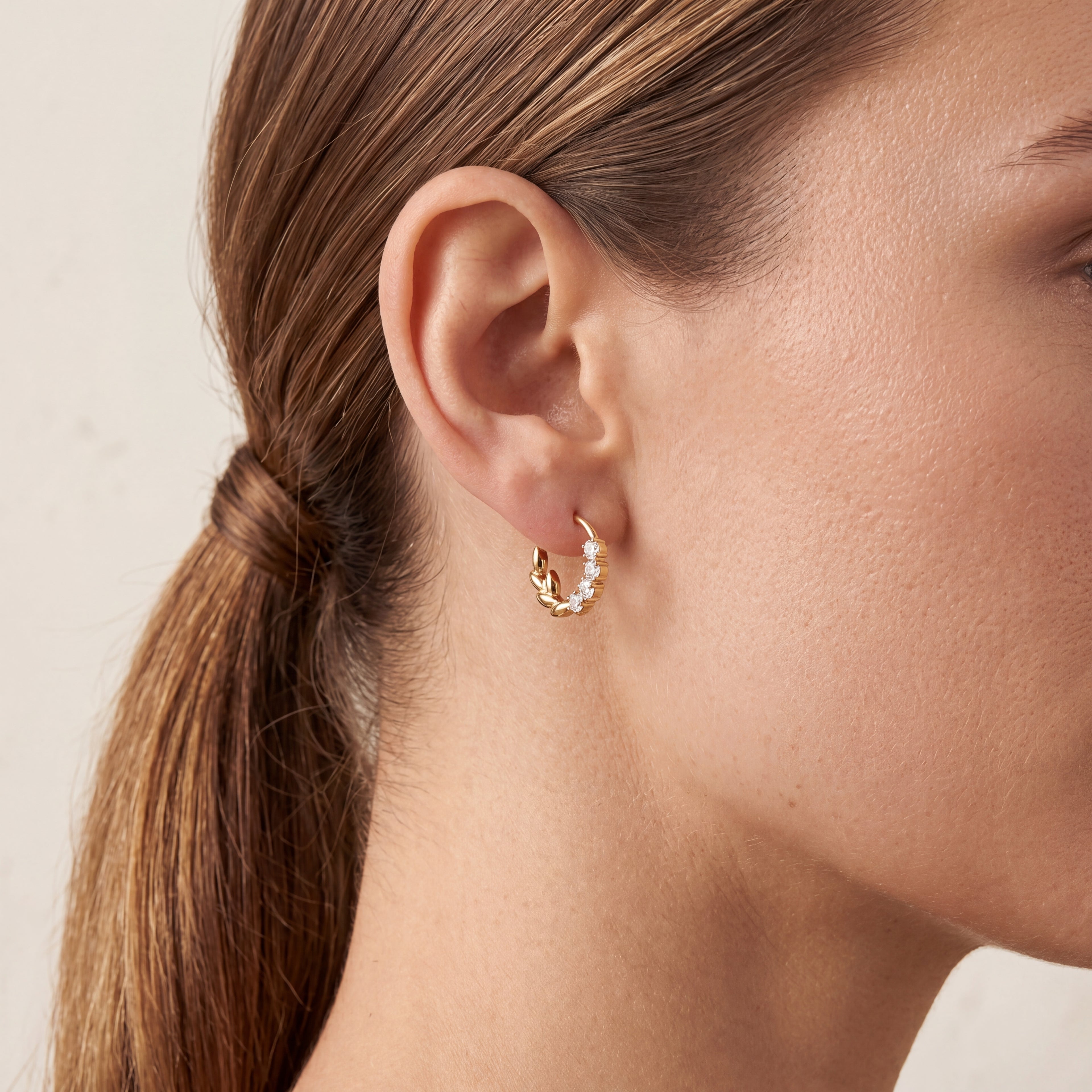 Olive Branch Crystal Titanium Hoop Earrings - image 2