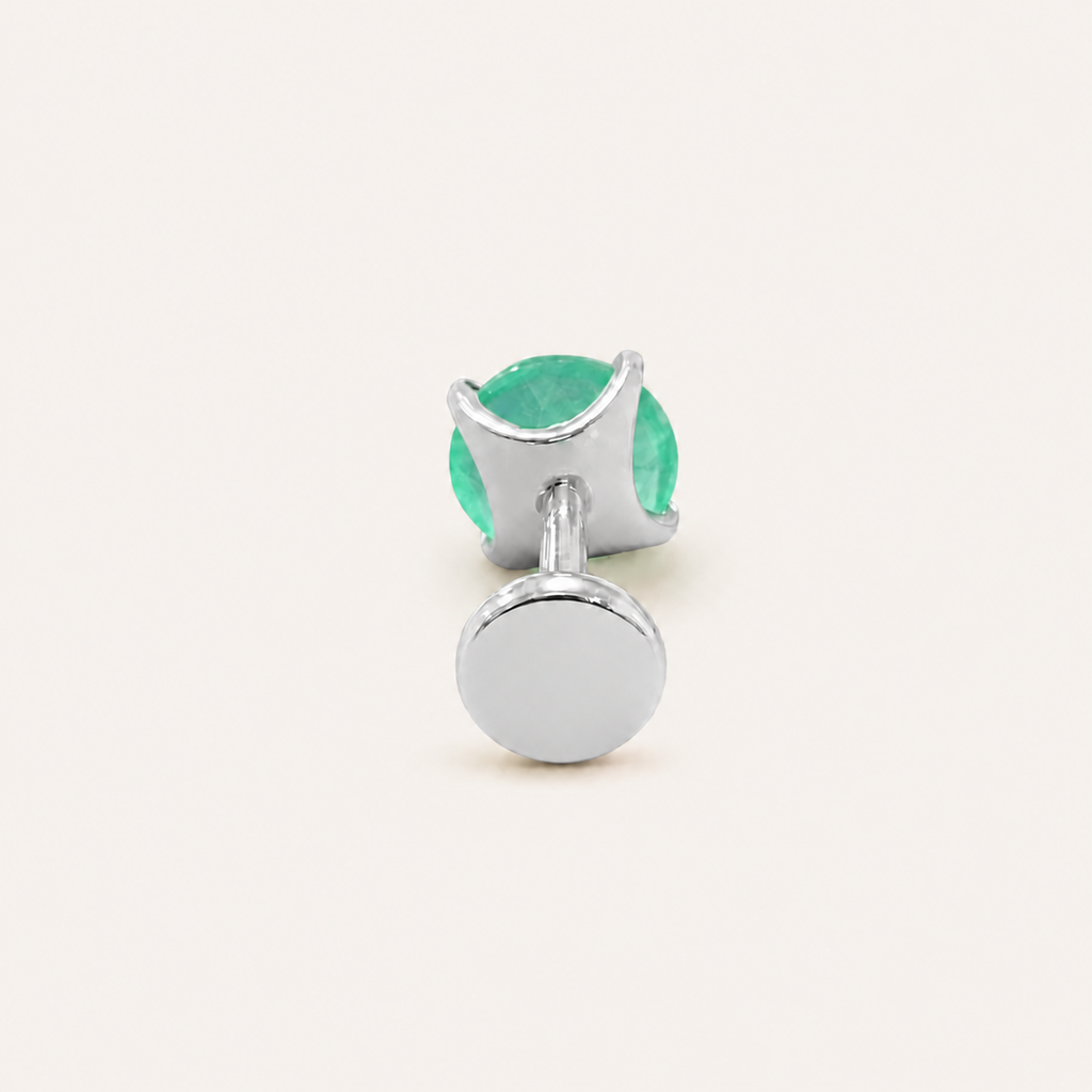 Titanium Green Agate Flat Back Stud Earrings