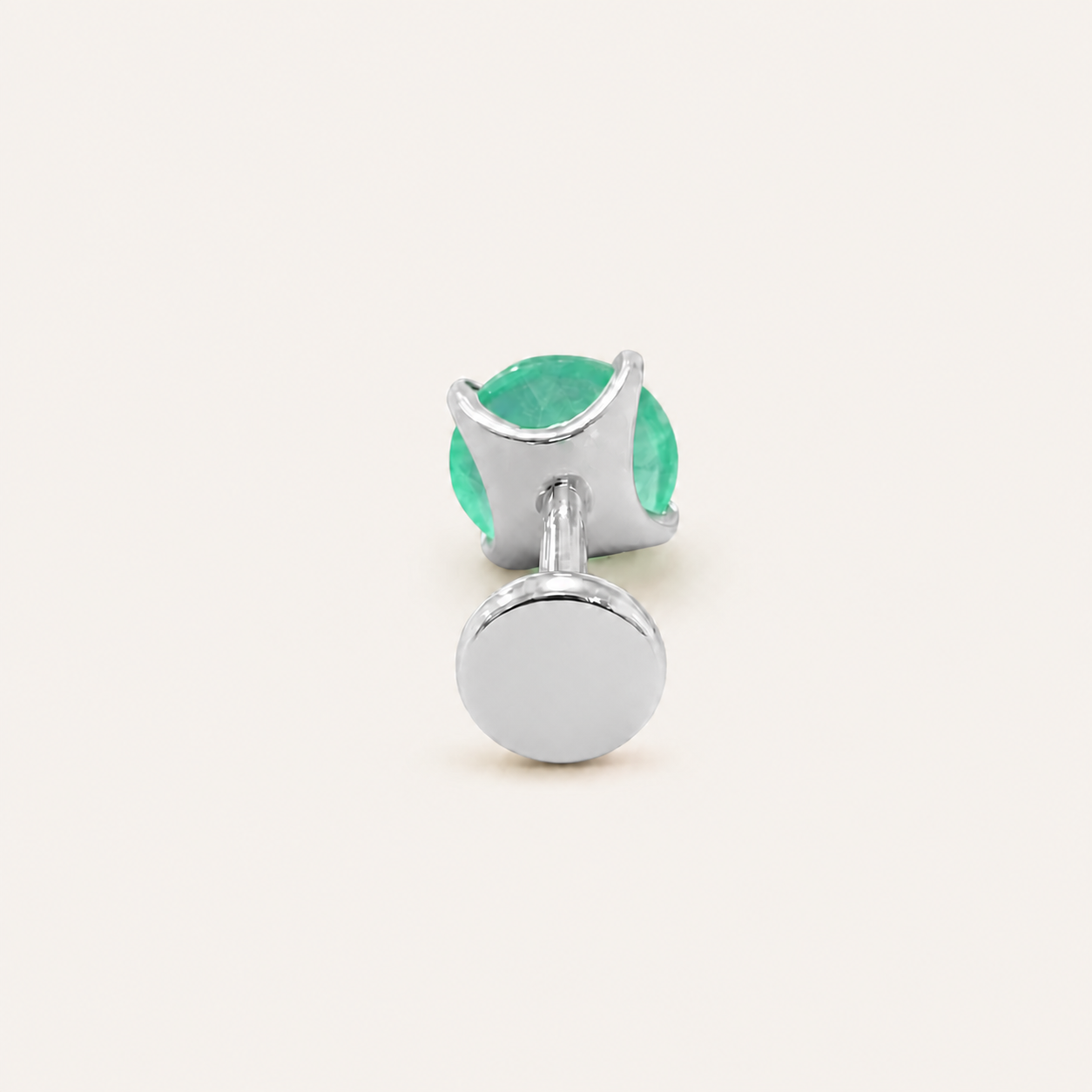 Titanium Green Agate Flat Back Stud Earrings