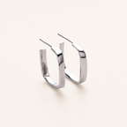 Sterling Silver Irregular Openwork Geometric Hoop Earrings detail