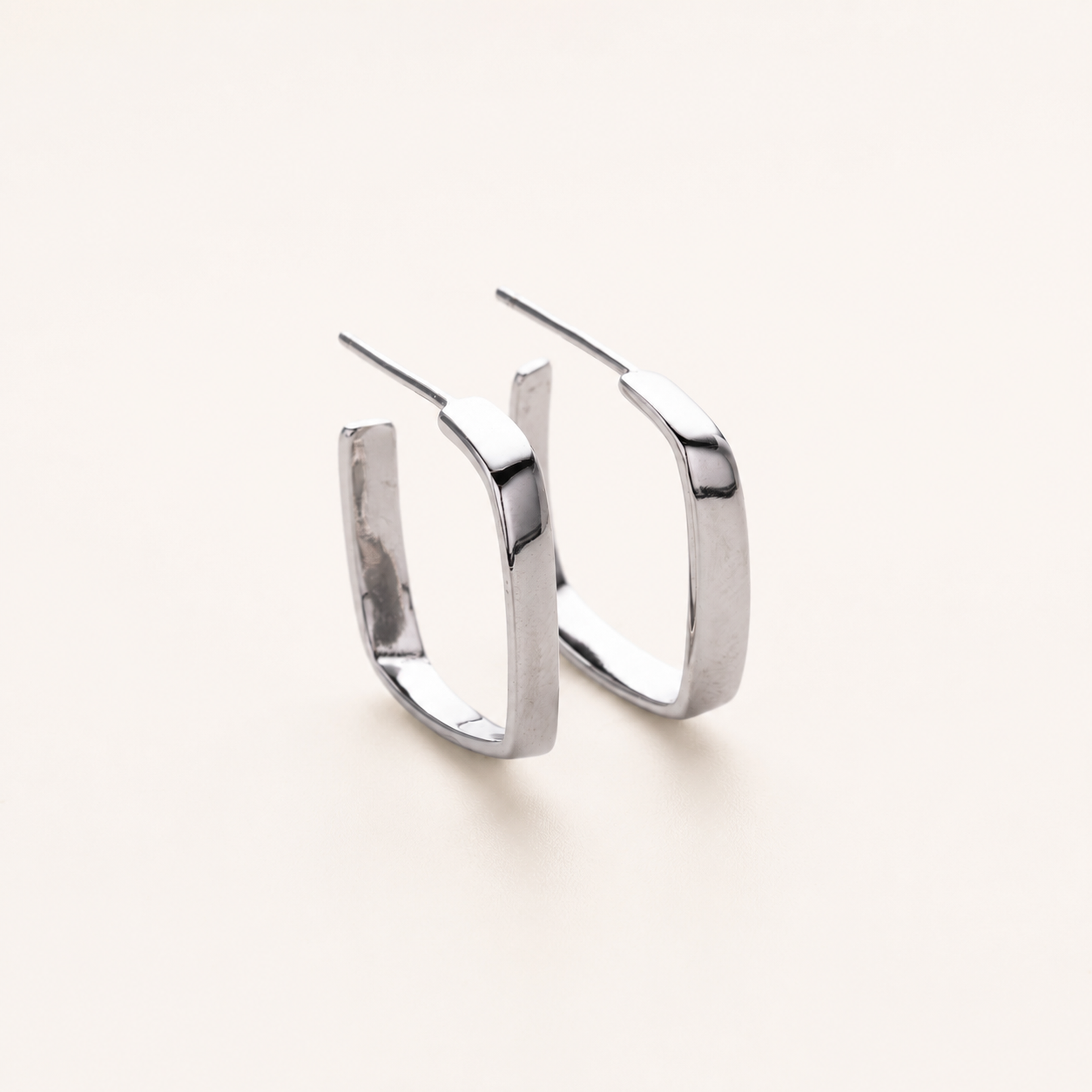 Sterling Silver Irregular Openwork Geometric Hoop Earrings detail