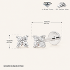 Sterling Silver Four-Leaf Clover Zirconia Flat Back Earrings - Platinum / 3.5mm