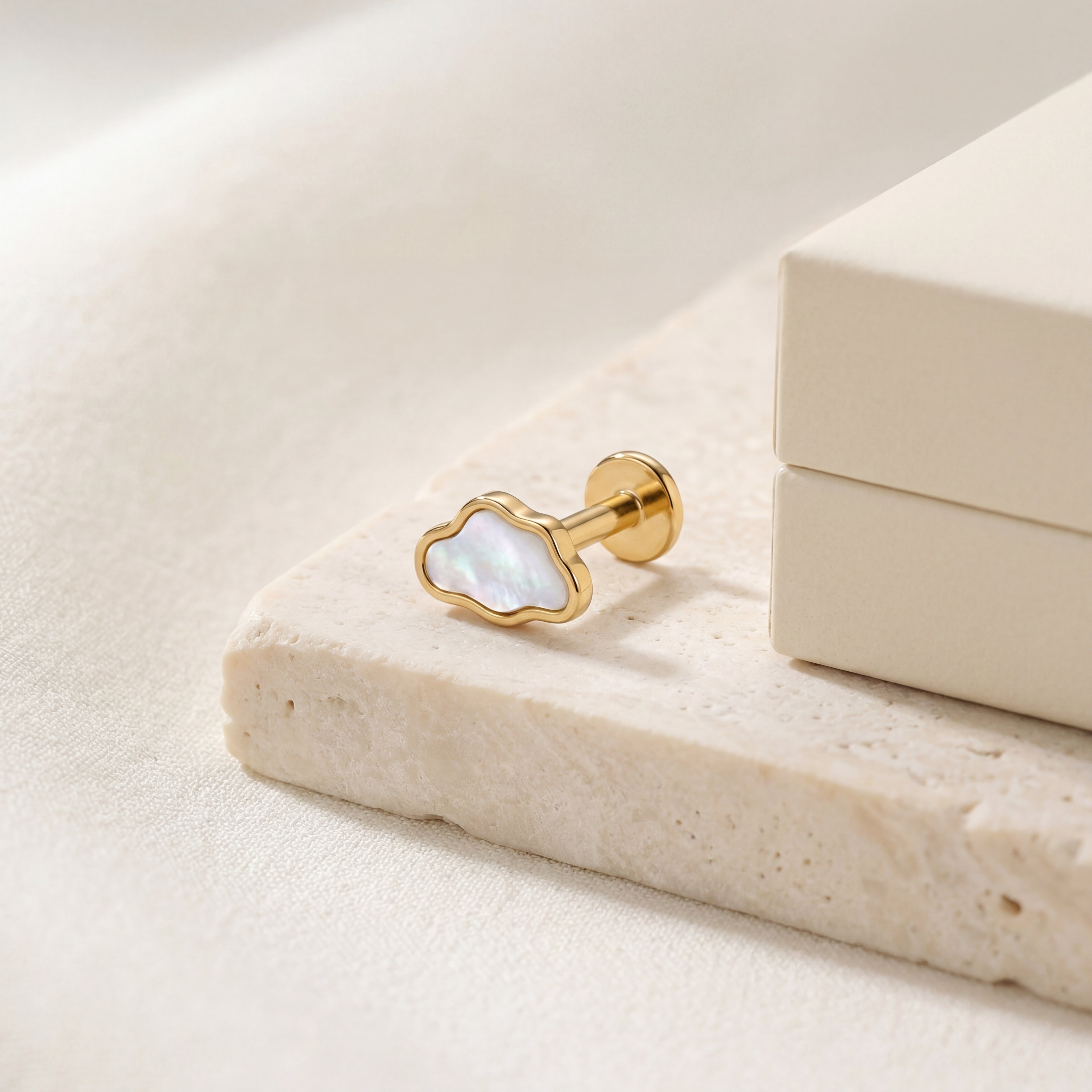 Mother-of-Pearl Cloud Titanium Stud Earrings - image 5