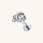 Opal Orbit Titanium Flat Back Earring - Silver