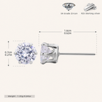 Sterling Silver Six-Prong Zirconia Stud Earrings - Platinum / 7mm