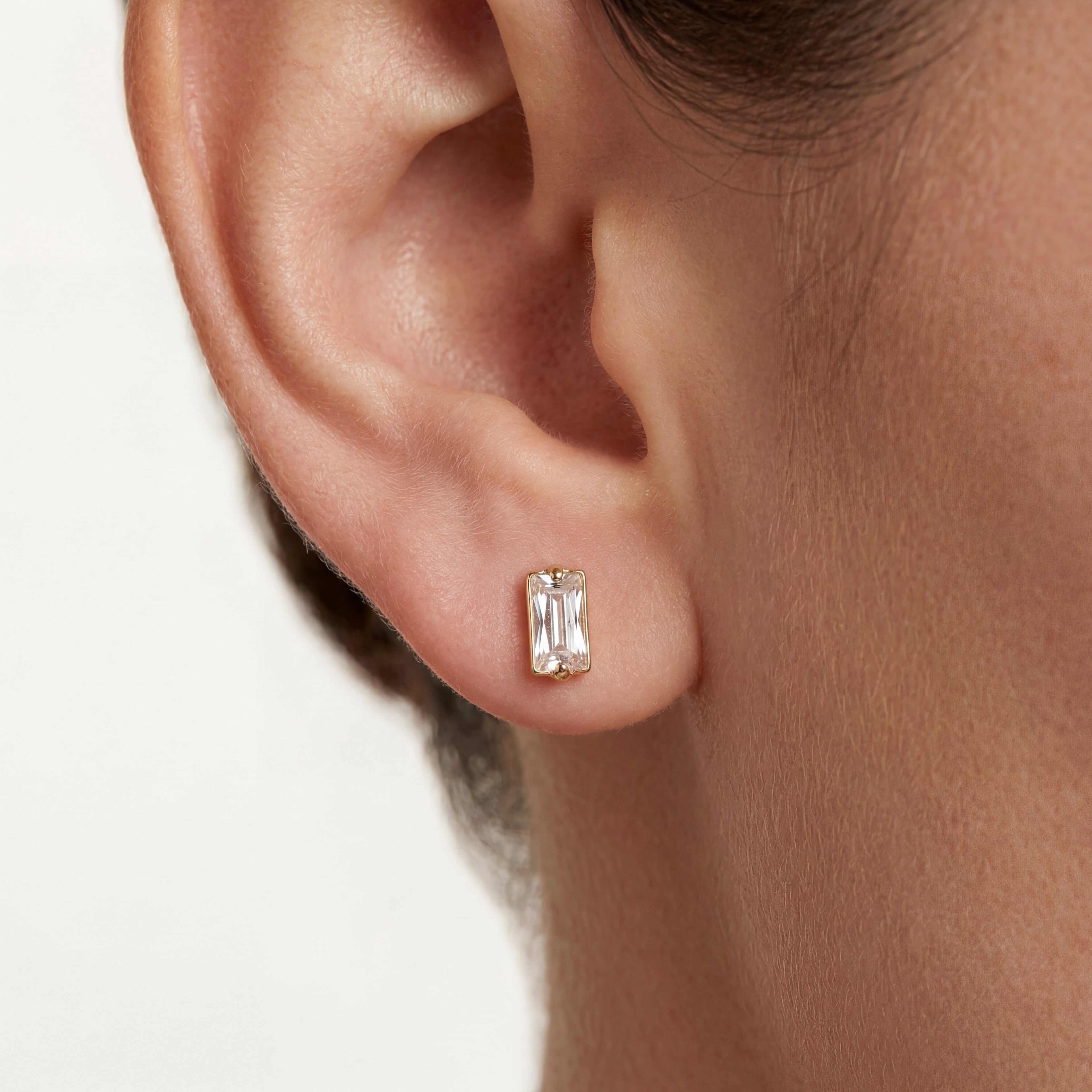 Rectangle Crystal Titanium Stud Earrings - image 2