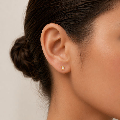 Rectangle Crystal Titanium Stud Earrings - image 2