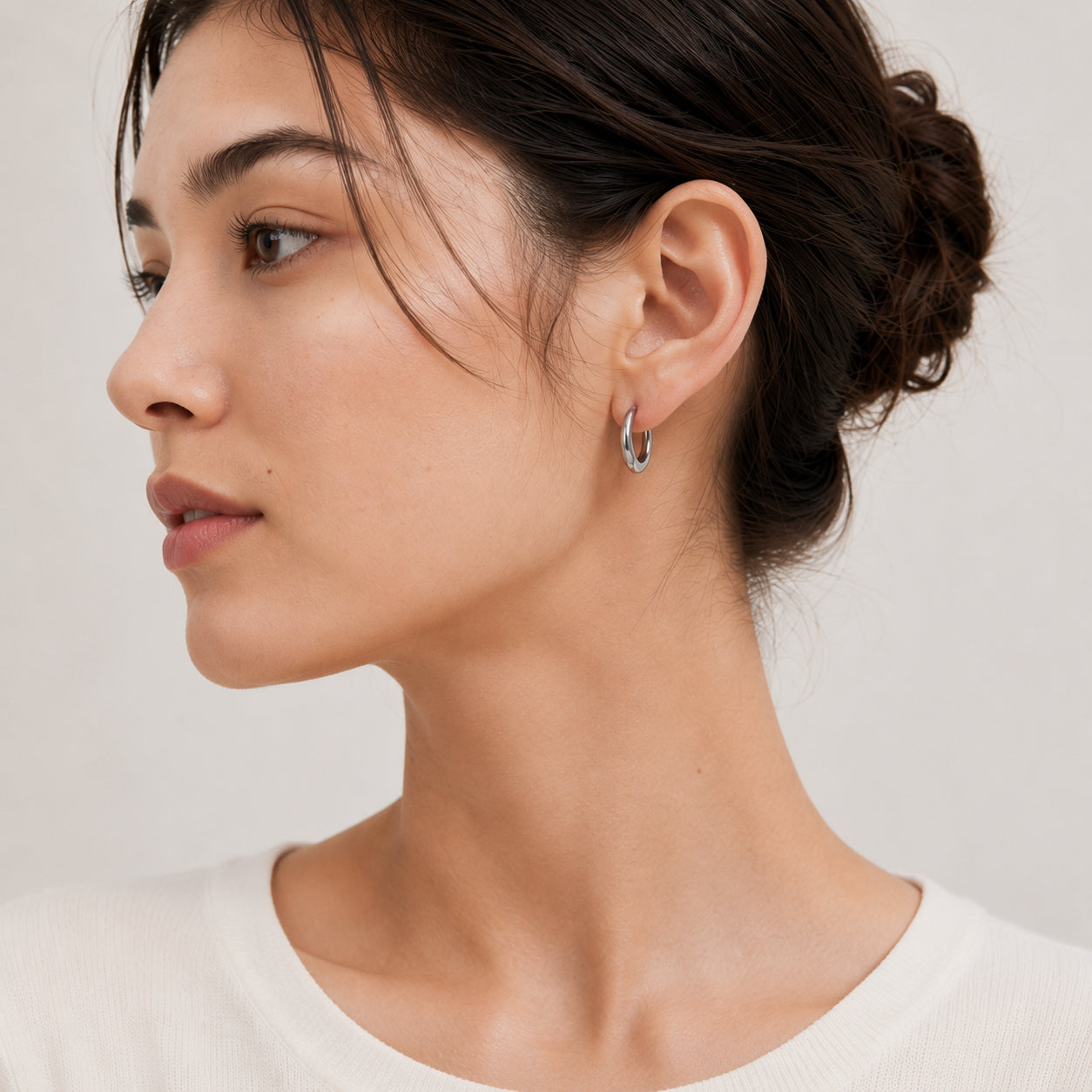 Smooth Puffy Titanium Hoop Earrings - image 3