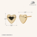 Sterling Silver Polished Heart Stud Earrings - Gold