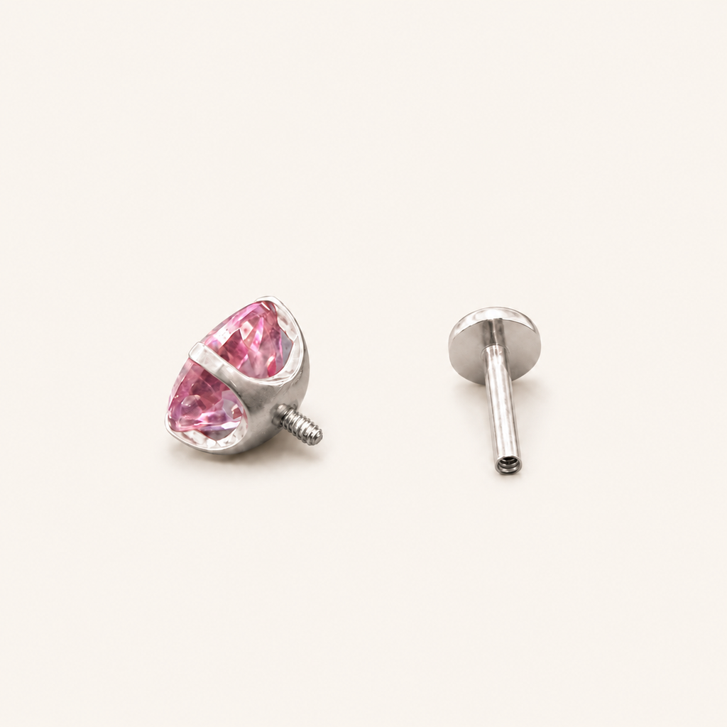 Titanium Pink Topaz Flat Back Stud Earrings