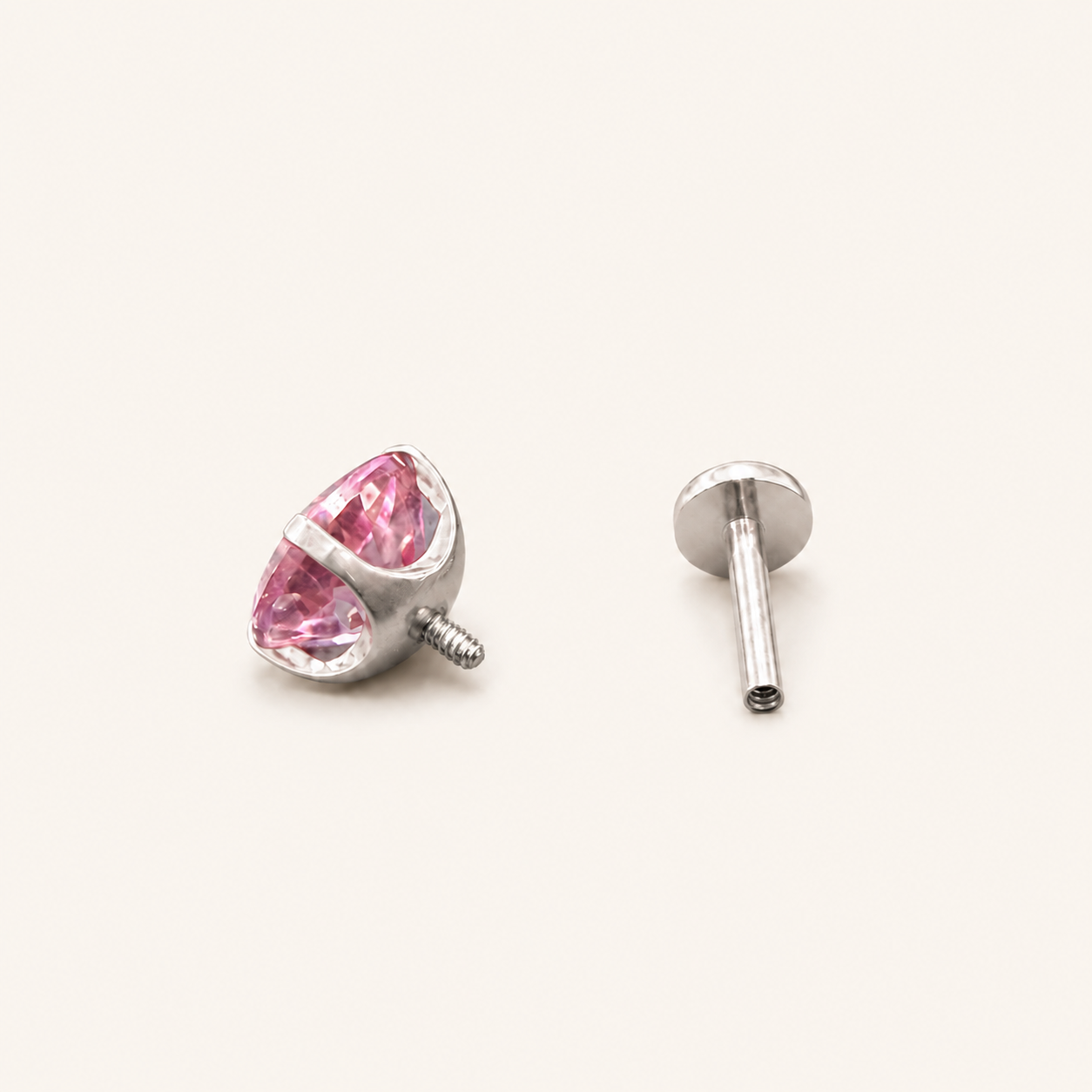 Titanium Pink Topaz Flat Back Stud Earrings