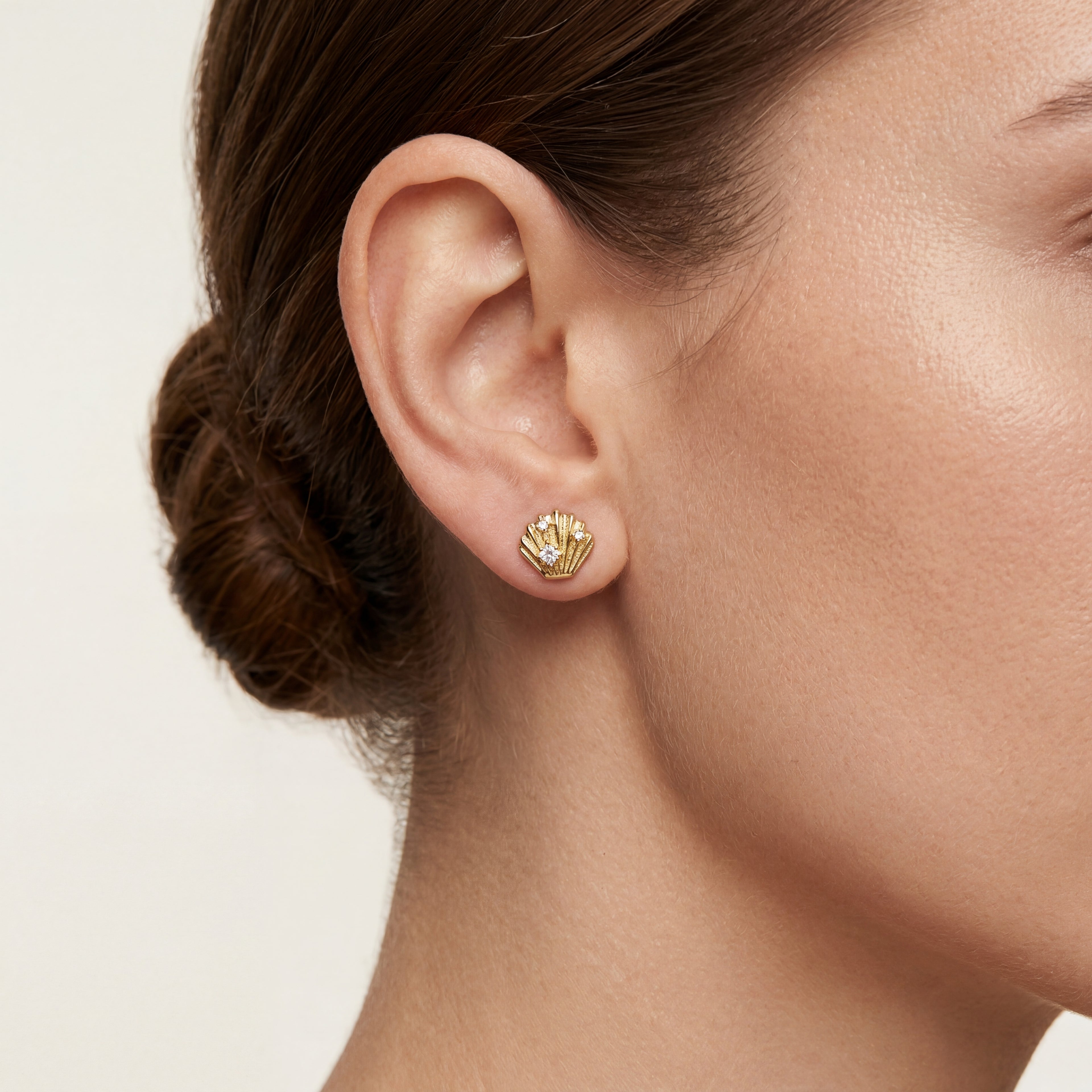 Shell Crystal Titanium Stud Earrings - image 2