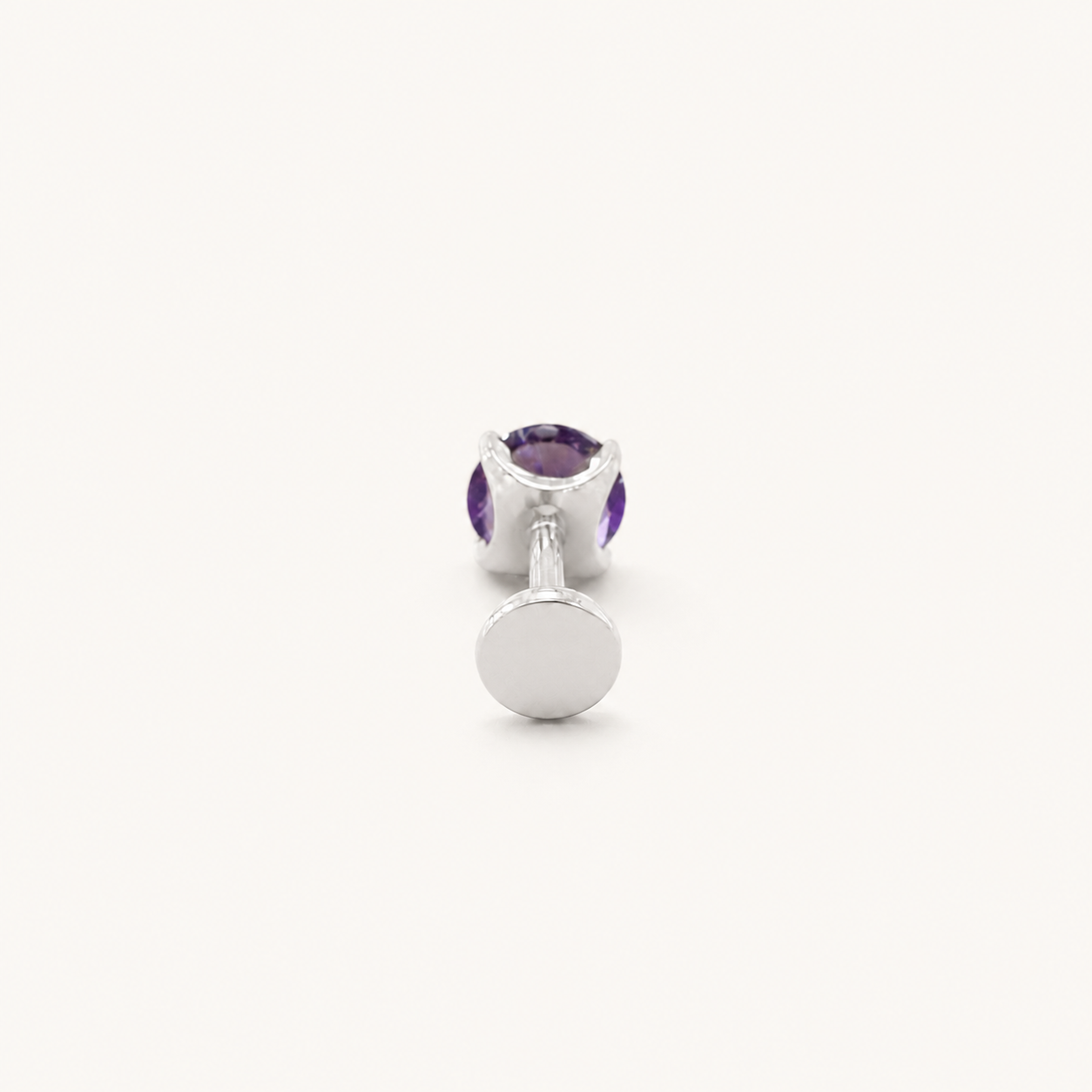 Titanium Amethyst Flat Back Stud Earrings