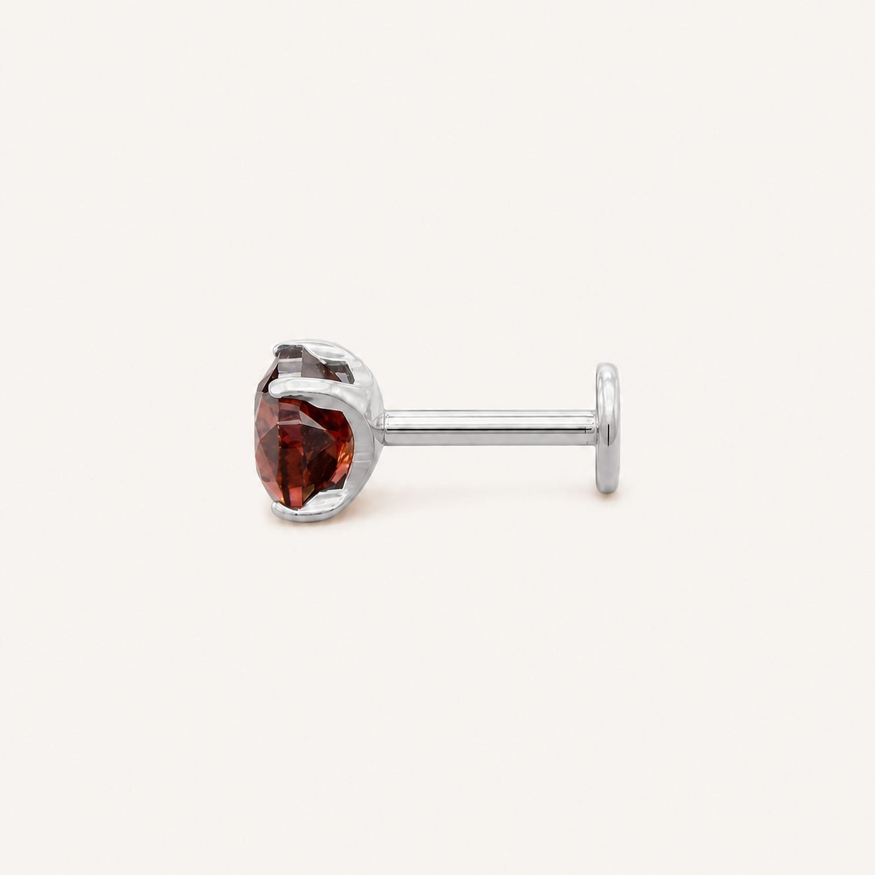 Titanium Garnet Flat Back Stud Earrings