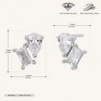 Sterling Silver Mixed-Cut Zirconia Stud Earrings - Platinum