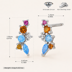 Sterling Silver Colorful Zirconia Geometric Stud Earrings - Platinum
