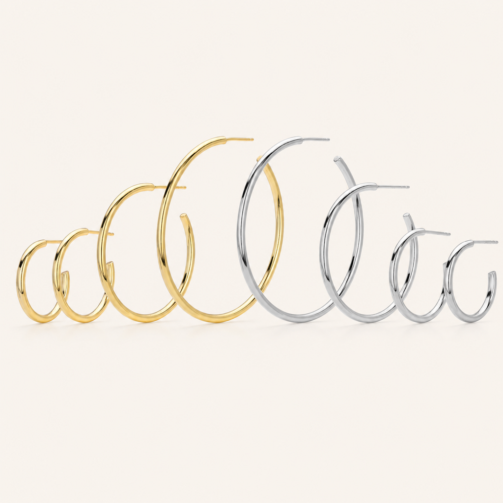 Sterling Silver Polished Round Hoop Earrings