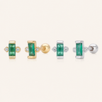 Sterling Silver Emerald-Green Zirconia Flat Back Earrings
