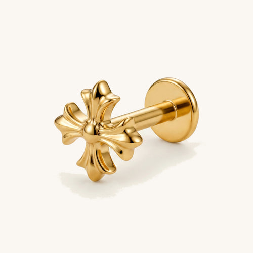 Cross Titanium Stud Earrings - Gold