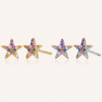 Sterling Silver Colorful Zirconia Stud Earrings
