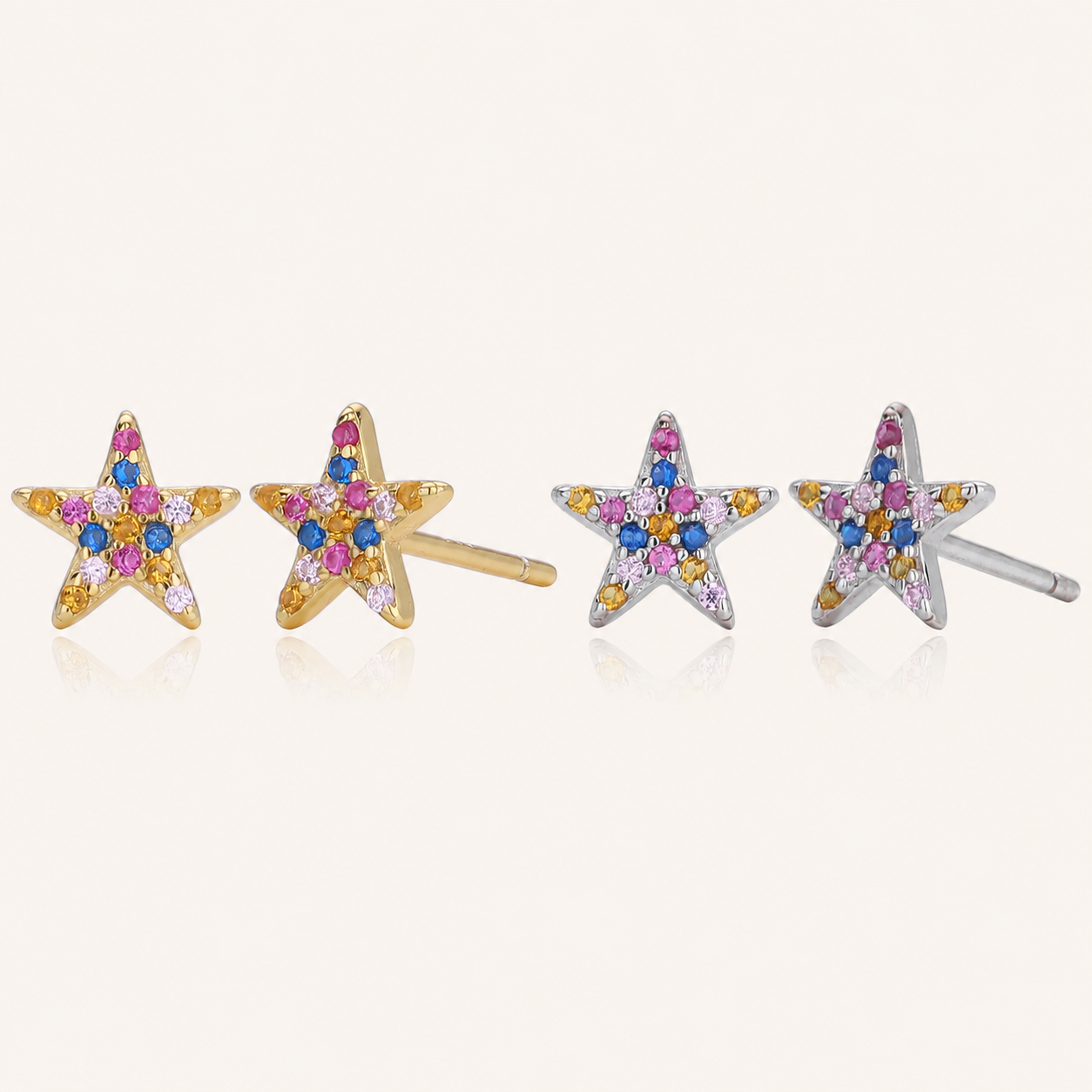 Sterling Silver Colorful Zirconia Stud Earrings