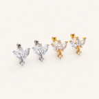Sterling Silver Zirconia Crown Flat Back Earrings detail