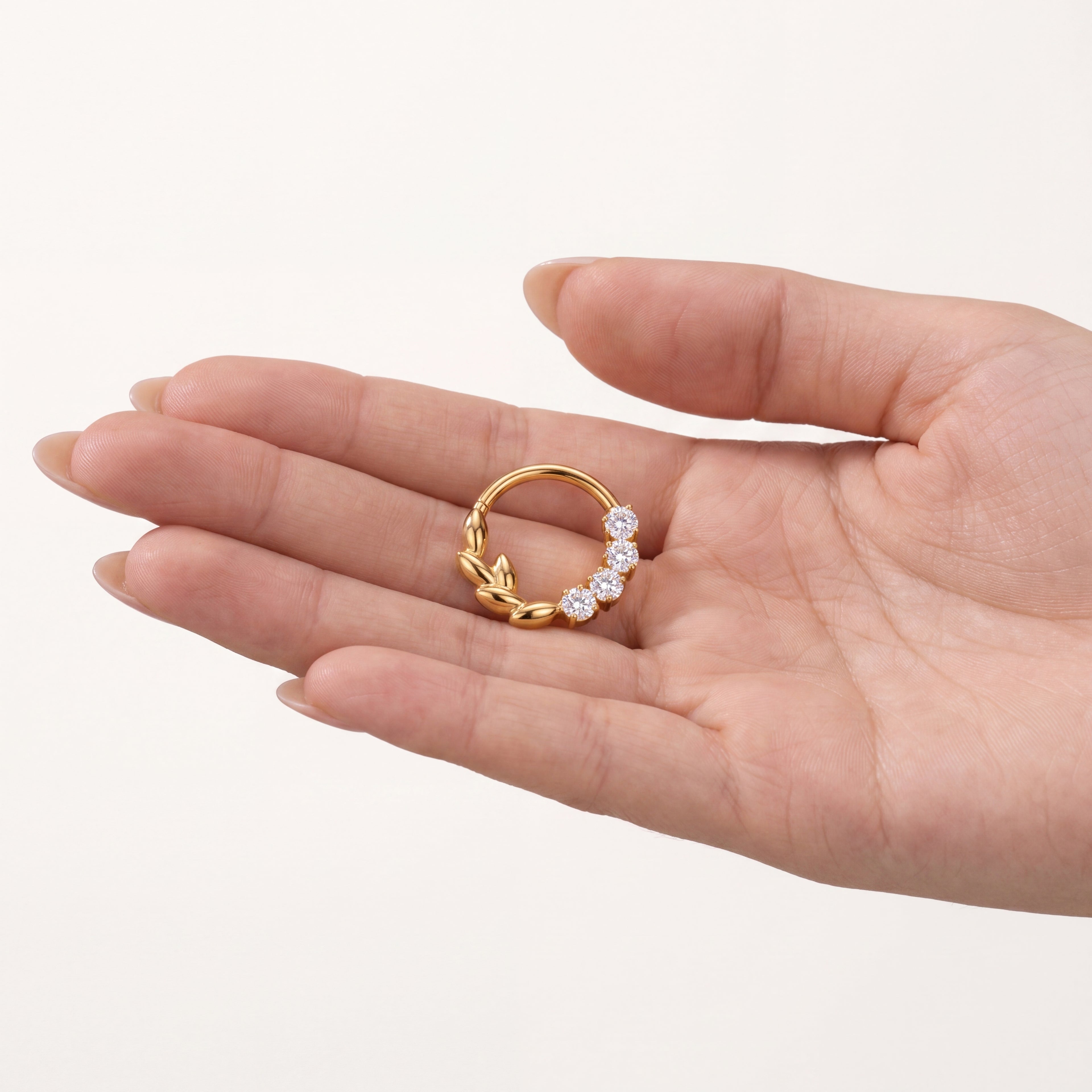 Olive Branch Crystal Titanium Hoop Earrings - image 4