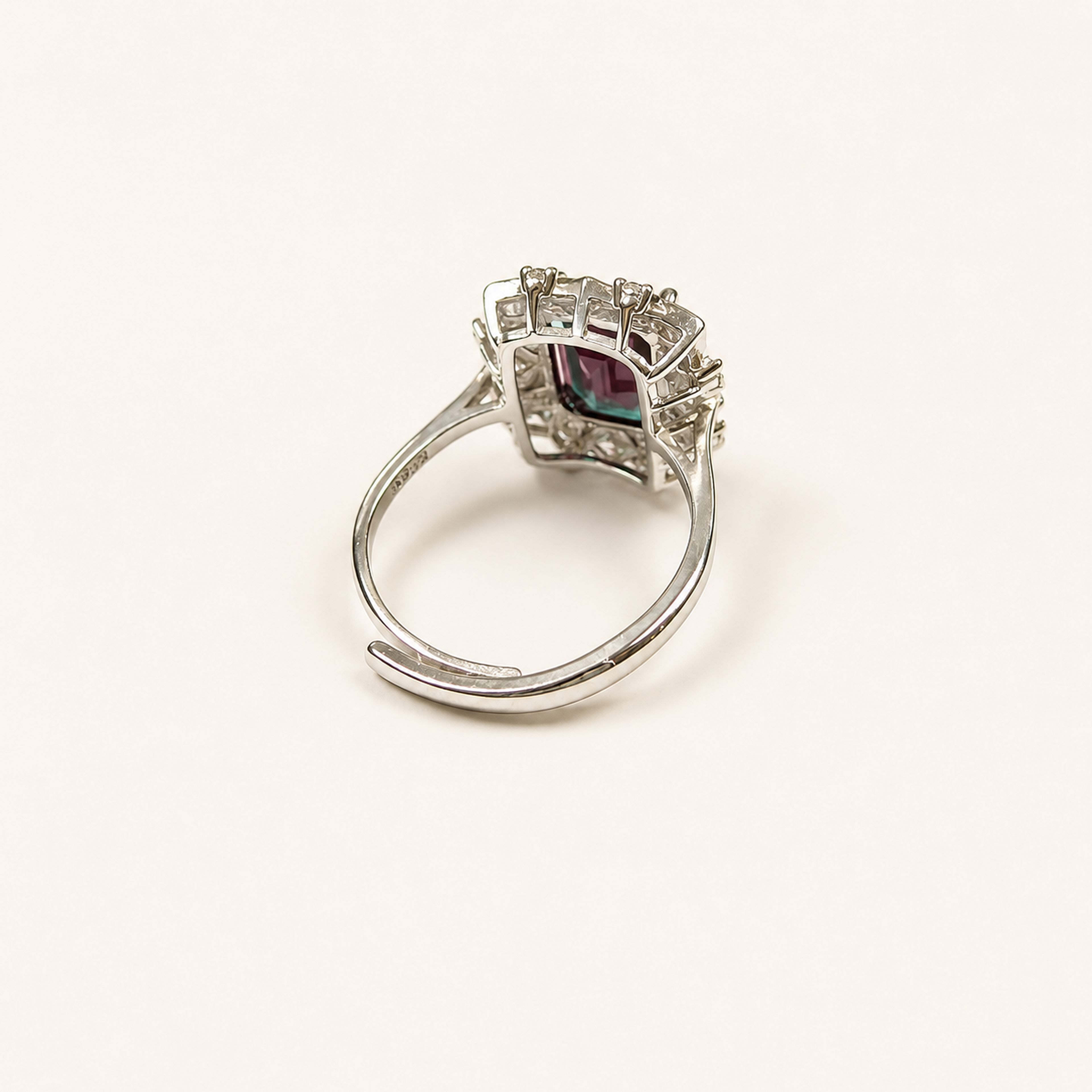 Deco Regent Lab-Grown Alexandrite Ring side view
