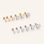 Sterling Silver Four-Prong Zirconia Flat Back Earrings detail
