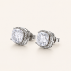 Sterling Silver Moissanite Solitaire Stud Earrings detail