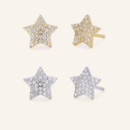 Sterling Silver Five-Point Star Zirconia Stud Earrings