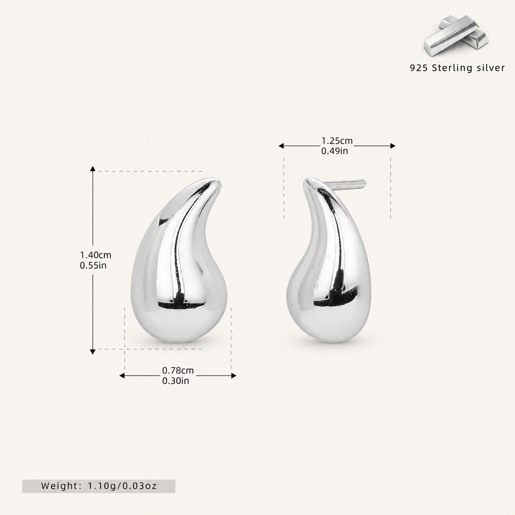 Sterling Silver Mini Chili Pepper Stud Earrings - Platinum / Medium