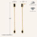 Sterling Silver Zirconia Tassel Chain Drop Stud Earrings - Gold
