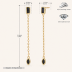 Sterling Silver Zirconia Tassel Chain Drop Stud Earrings - Gold