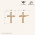 Sterling Silver Zirconia Cross Stud Earrings - Gold