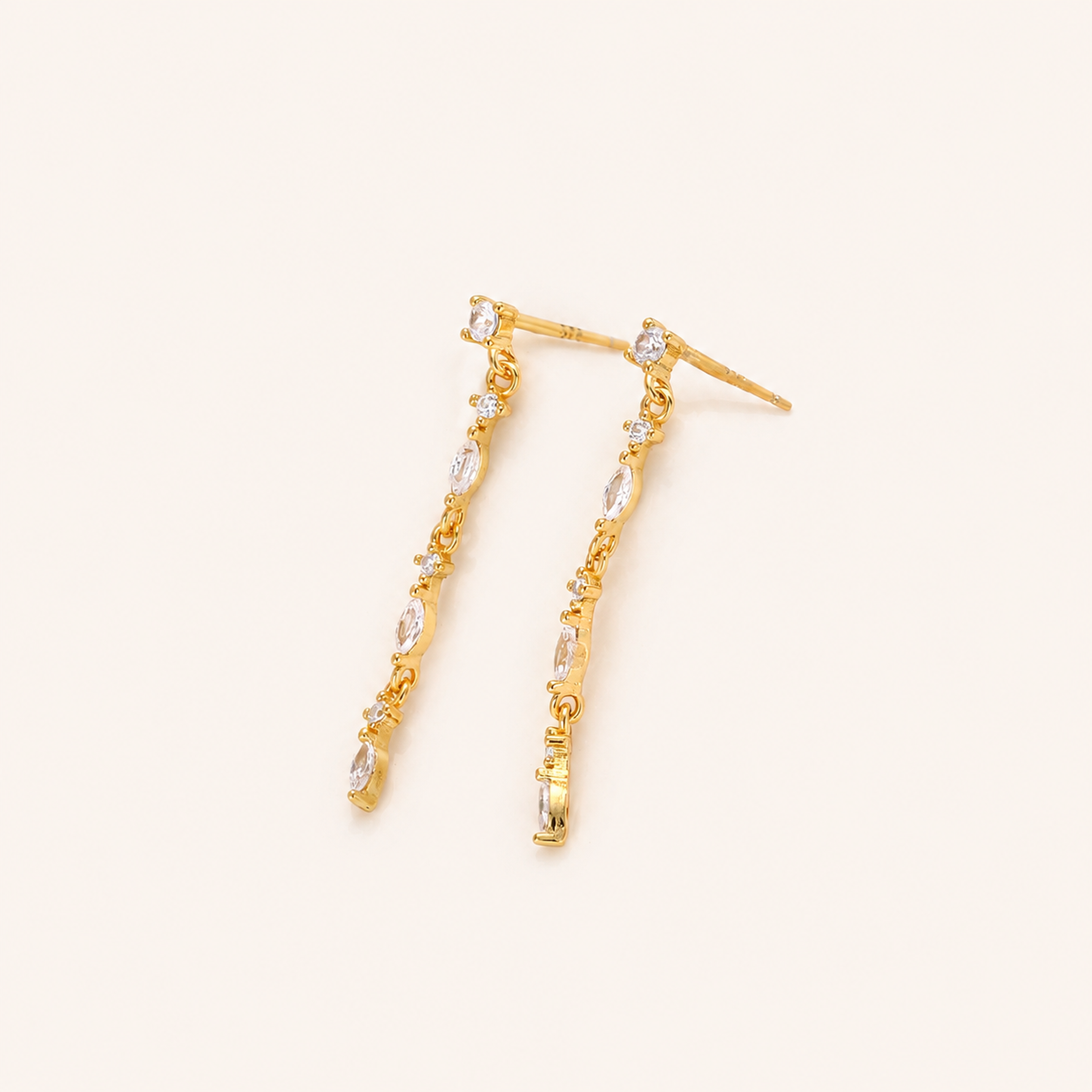 Sterling Silver Zirconia Chain Tassel Drop Stud Earrings detail