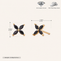 Sterling Silver Marquise Zirconia Flower Stud Earrings - Gold / Black Zircon